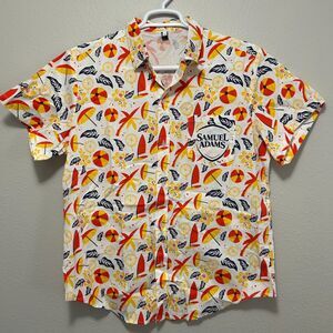 Samuel Adams Button-Up Shirt Mens M Multicolor Beach Print Used